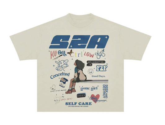 SZA Self Care White Graphic T Shirt